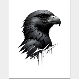Stunning Black Falcon Profile Design Posters and Art